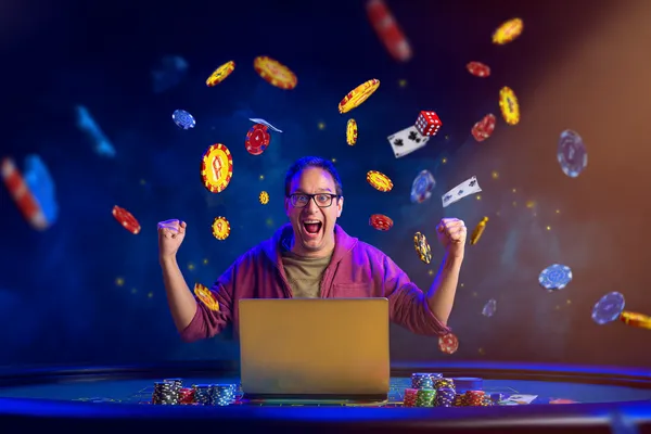 A person using their device against a moody casino-themed background, illustrating the smooth re-entry process at R6R6.